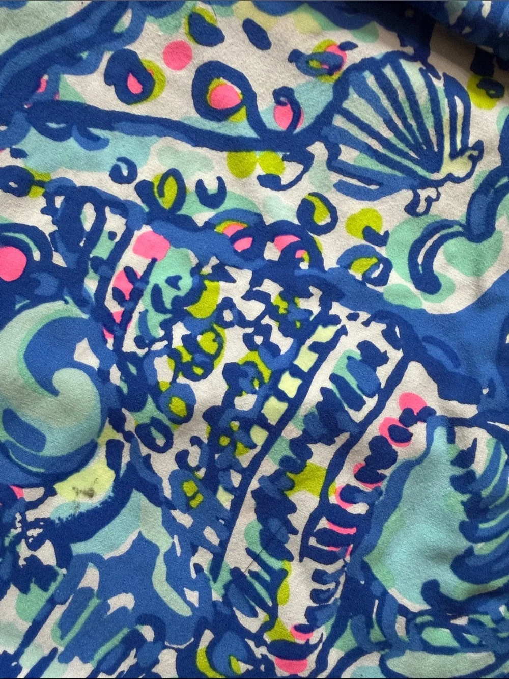 Yoga Waist Blue Floral Shell Print Wide Leg Lilly Pulitzer Lounge Bottom Size XS